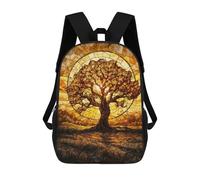 sinyumoney Zaino per bambini, zaino scolastico stampato 3D, zaino per ragazzi e ragazze, zaino regolabile per scuola elementare, Amber Tree Stained Glass, 17"