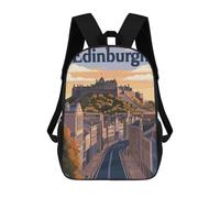 sinyumoney Zaino per bambini, zaino scolastico stampato 3D, zaino per ragazzi e ragazze, zaino regolabile per scuola elementare, Edinburgh Travel Poster, 17"