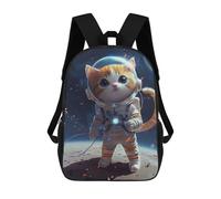 sinyumoney Zaino per bambini, zaino scolastico stampato 3D, zaino per ragazzi e ragazze, zaino regolabile per scuola elementare, Astronaut Space Cat, 17"