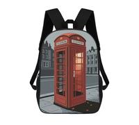 sinyumoney Zaino per bambini, zaino scolastico stampato 3D, zaino per ragazzi e ragazze, zaino regolabile per scuola elementare, Red Telephone Booth In London, 17"