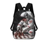 sinyumoney Zaino Per Bambini, Zaino Stampato in 3D Astronaut Playing Chess, Zaino Per Ragazzi E Ragazze, Borsa Scolastica Leggera E Regolabile Da 17 Pollici Per La Scuola Primaria 17inch