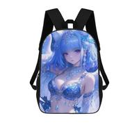 sinyumoney Zaino Per Bambini, Zaino Stampato in 3D Blue-Haired Angel with Win, Zaino Per Ragazzi E Ragazze, Borsa Scolastica Leggera E Regolabile Da 17 Pollici Per La Scuola Primaria 17inch