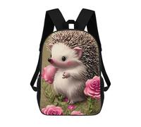 sinyumoney Zaino Per Bambini, Zaino Stampato in 3D Cute Hedgehog with Pink Roses, Zaino Per Ragazzi E Ragazze, Borsa Scolastica Leggera E Regolabile Da 17 Pollici Per La Scuola Primaria 17inch