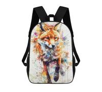 sinyumoney Zaino Per Bambini, Zaino Stampato in 3D Fox Watercolor, Zaino Per Ragazzi E Ragazze, Borsa Scolastica Leggera E Regolabile Da 17 Pollici Per La Scuola Primaria 17inch