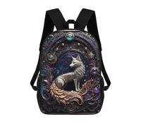 sinyumoney Zaino Per Bambini, Zaino Stampato in 3D Golden Silver Fox Art Deco, Zaino Per Ragazzi E Ragazze, Borsa Scolastica Leggera E Regolabile Da 17 Pollici Per La Scuola Primaria 17inch