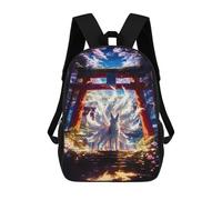 sinyumoney Zaino Per Bambini, Zaino Stampato in 3D Mighty Kitsune Gateway, Zaino Per Ragazzi E Ragazze, Borsa Scolastica Leggera E Regolabile Da 17 Pollici Per La Scuola Primaria 17inch