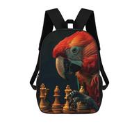 sinyumoney Zaino Per Bambini, Zaino Stampato in 3D Parrot Chess, Zaino Per Ragazzi E Ragazze, Borsa Scolastica Leggera E Regolabile Da 17 Pollici Per La Scuola Primaria 17inch