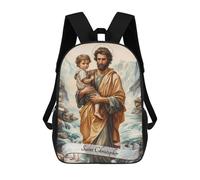 sinyumoney Zaino Per Bambini, Zaino Stampato in 3D Saint Christopher, Zaino Per Ragazzi E Ragazze, Borsa Scolastica Leggera E Regolabile Da 17 Pollici Per La Scuola Primaria 17inch