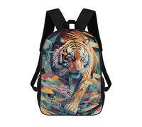sinyumoney Zaino Per Bambini, Zaino Stampato in 3D The Powerful Tiger, Zaino Per Ragazzi E Ragazze, Borsa Scolastica Leggera E Regolabile Da 17 Pollici Per La Scuola Primaria 17inch