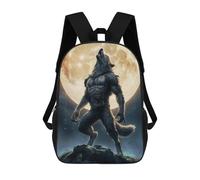 sinyumoney Zaino Per Bambini, Zaino Stampato in 3D Werewolf Howling at The Moon, Zaino Per Ragazzi E Ragazze, Borsa Scolastica Leggera E Regolabile Da 17 Pollici Per La Scuola Primaria 17inch