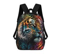 sinyumoney Zaino per la scuola per bambini, con stampa 3D, carino borsa da viaggio Gorilla Enchantment per bambini, per il tempo libero, per ragazze e donne, Tiger Colorful, 17"
