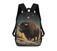 sinyumoney Zaino Per Ragazzi E Ragazze Con Stampa 3D Bison Under Starry Sky Zaino Per Libri, Scuola Elementare, Bambini, Borsa Da Viaggio Casual, Zaino Per Laptop 17inch