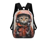 sinyumoney Zaino Per Ragazzi E Ragazze Con Stampa 3D Cat Aviator in Orange Zaino Per Libri, Scuola Elementare, Bambini, Borsa Da Viaggio Casual, Zaino Per Laptop 17inch