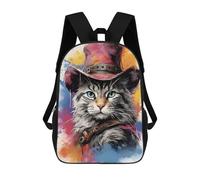 sinyumoney Zaino Per Ragazzi E Ragazze Con Stampa 3D Cowboy Cat in A Hat Zaino Per Libri, Scuola Elementare, Bambini, Borsa Da Viaggio Casual, Zaino Per Laptop 17inch