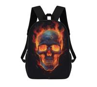 sinyumoney Zaino Per Ragazzi E Ragazze Con Stampa 3D Fire Skull Zaino Per Libri, Scuola Elementare, Bambini, Borsa Da Viaggio Casual, Zaino Per Laptop 17inch