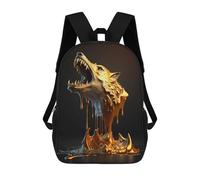 sinyumoney Zaino Per Ragazzi E Ragazze Con Stampa 3D Golden Wolf Statue Zaino Per Libri, Scuola Elementare, Bambini, Borsa Da Viaggio Casual, Zaino Per Laptop 17inch