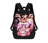 sinyumoney Zaino Per Ragazzi E Ragazze Con Stampa 3D Happy Fox Eating Ramen Zaino Per Libri, Scuola Elementare, Bambini, Borsa Da Viaggio Casual, Zaino Per Laptop 17inch