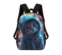 sinyumoney Zaino Per Ragazzi E Ragazze Con Stampa 3D Kawaii Cat in Blue Onesie Zaino Per Libri, Scuola Elementare, Bambini, Borsa Da Viaggio Casual, Zaino Per Laptop 17inch