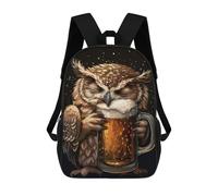 sinyumoney Zaino Per Ragazzi E Ragazze Con Stampa 3D Owl Beer Zaino Per Libri, Scuola Elementare, Bambini, Borsa Da Viaggio Casual, Zaino Per Laptop 17inch