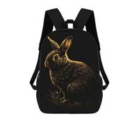 sinyumoney Zaino Per Ragazzi E Ragazze Con Stampa 3D Rabbit Gold Black Zaino Per Libri, Scuola Elementare, Bambini, Borsa Da Viaggio Casual, Zaino Per Laptop 17inch