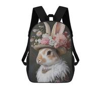 sinyumoney Zaino Per Ragazzi E Ragazze Con Stampa 3D Rabbit in A Floral Hat Zaino Per Libri, Scuola Elementare, Bambini, Borsa Da Viaggio Casual, Zaino Per Laptop 17inch