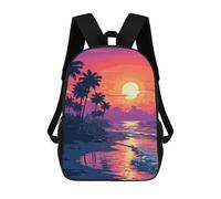 sinyumoney Zaino Per Ragazzi E Ragazze Con Stampa 3D SoCal Sunset Pixel Art Zaino Per Libri, Scuola Elementare, Bambini, Borsa Da Viaggio Casual, Zaino Per Laptop 17inch