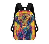 sinyumoney Zaino Per Ragazzi E Ragazze Con Stampa 3D Tartan Highland Cow Zaino Per Libri, Scuola Elementare, Bambini, Borsa Da Viaggio Casual, Zaino Per Laptop 17inch
