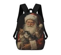 sinyumoney Zaino Per Ragazzi E Ragazze Con Stampa 3D Vintage Santa Claus Cats Zaino Per Libri, Scuola Elementare, Bambini, Borsa Da Viaggio Casual, Zaino Per Laptop 17inch