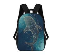 sinyumoney Zaino Per Ragazzi E Ragazze Con Stampa 3D Whale Shark Gold Line Art Zaino Per Libri, Scuola Elementare, Bambini, Borsa Da Viaggio Casual, Zaino Per Laptop 17inch
