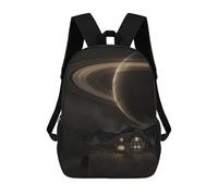sinyumoney Zaino scolastico Beyond The Horizon Borsa per libri per ragazzi e ragazze, borsa da scuola, borsa per studenti, borsa da viaggio per affari, borsa da lavoro, Home Under Saturn, 17"