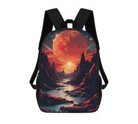 sinyumoney Zaino scolastico Beyond The Horizon Borsa per libri per ragazzi e ragazze, borsa da scuola, borsa per studenti, borsa da viaggio per affari, borsa da lavoro, Red Moon, 17"