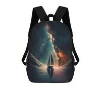 sinyumoney Zaino scolastico Beyond The Horizon Borsa per libri per ragazzi e ragazze, borsa da scuola, borsa per studenti, borsa da viaggio per affari, borsa da lavoro, Space Sail Boat Milky Way, 17"