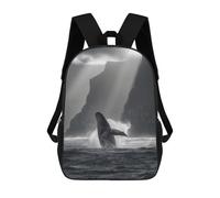 sinyumoney Zaino Scolastico Breaching Whale at Coastal Cliffs in Black And White Zaino Per Ragazzi E Ragazze Borsa Per La Scuola Università Borsa Da Viaggio Borsa Da Lavoro 17inch