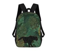 sinyumoney Zaino scolastico con stampa 3D per bambini Geometric Collage 4, grande capacità, ideale per viaggi, alla moda e casual, Black Panther In Emerald Jungle, 17"