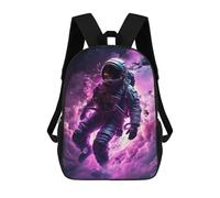 sinyumoney Zaino scolastico da 17 pollici per adolescenti, stampa 3D, regolabile, con tasche alla moda, per ragazzi e ragazze., Pink Space, 17"