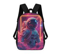 sinyumoney Zaino scolastico da 17 pollici per adolescenti, stampa 3D, regolabile, con tasche alla moda, per ragazzi e ragazze., Astronaut Neon Space, 17"