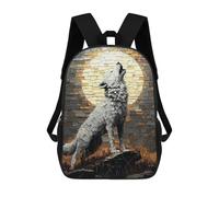 sinyumoney Zaino Scolastico Howling Wolf Under Moonlight - Bold Impasto Artwork Zaino Per Ragazzi E Ragazze Borsa Per La Scuola Borsa Per L'università Borsa Da Viaggio Borsa Da Lavoro 17inch