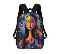 sinyumoney Zaino Scolastico Mona Lisa - Abstract Geometric Reinterpretation Zaino Per Ragazzi E Ragazze Borsa Per La Scuola Borsa Per L'università Borsa Da Viaggio Borsa Da Lavoro 17inch