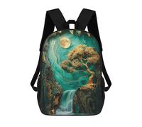 sinyumoney Zaino scolastico per bambini alla moda e casual Amazing Tree on Granito Zaino scolastico stampato 3D per ragazzo grande zaino, Golden Tree In The Cave, 17"