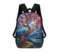 sinyumoney Zaino scolastico per bambini alla moda e casual Amazing Tree on Granito Zaino scolastico stampato 3D per ragazzo grande zaino, Abstract Cherry Blossoms, 17"