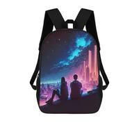 sinyumoney Zaino scolastico per bambini alla moda e casual Dragon Sunset Watch Zaino scolastico stampato 3D per ragazzo, grande zaino, Coppia Stargazer City, 17"