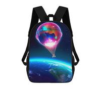 sinyumoney Zaino scolastico per bambini alla moda e casual Unicorn Painting Zaino scolastico stampato 3D per ragazzo grande zaino, Hot Air Balloon in Space, 17"