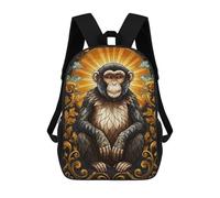 sinyumoney Zaino scolastico per bambini astratto e concettuale 1 zaino scolastico per bambini, stile casual e alla moda, stampa 3D, divertente e originale, Ornate Monkey Ritratto, 17"