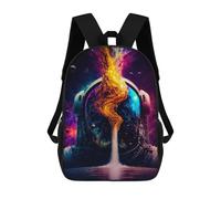 sinyumoney Zaino Scolastico Per Bambini Astronaut Helmet with Cosmic Flames Zaini Per Libri Zaino Casual Da Viaggio Stampato in 3D Per Ragazzi E Ragazze Zaino Da Giorno Di Grande Capacità 17inch
