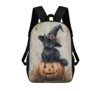 sinyumoney Zaino Scolastico Per Bambini Black Halloween Kitten Zaino Scolastico Per Bambini Alla Moda Casual Zaini Da Viaggio Stampa 3D Divertenti E Fantastici Borse Per Libri 17inch
