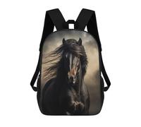 sinyumoney Zaino Scolastico Per Bambini Black Horse Portrait Zaino Scolastico Per Bambini Alla Moda Casual Zaini Da Viaggio Stampa 3D Divertenti E Fantastici Borse Per Libri 17inch