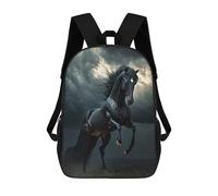 sinyumoney Zaino Scolastico Per Bambini Black Wild Horse in Storm Zaino Scolastico Per Bambini Alla Moda Casual Zaini Da Viaggio Stampa 3D Divertenti E Fantastici Borse Per Libri 17inch