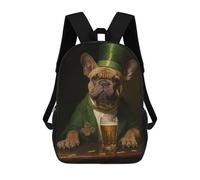 sinyumoney Zaino Scolastico Per Bambini Bulldog Patrick Day Zaino Alla Moda Per Adolescenti Zaino Casual Per Ragazzi E Ragazze Zaino Stampato in 3D 17inch