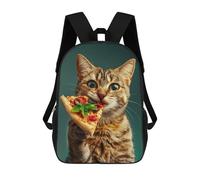 sinyumoney Zaino Scolastico Per Bambini Cat And His Pizza Zaini Per Libri Zaino Casual Da Viaggio Stampato in 3D Per Ragazzi E Ragazze Zaino Da Giorno Di Grande Capacità 17inch