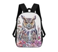 sinyumoney Zaino scolastico per bambini Cat Japan Zaino scolastico per bambini, stile casual e alla moda, stampa 3D, divertente e originale, Gufo Natura, 17"